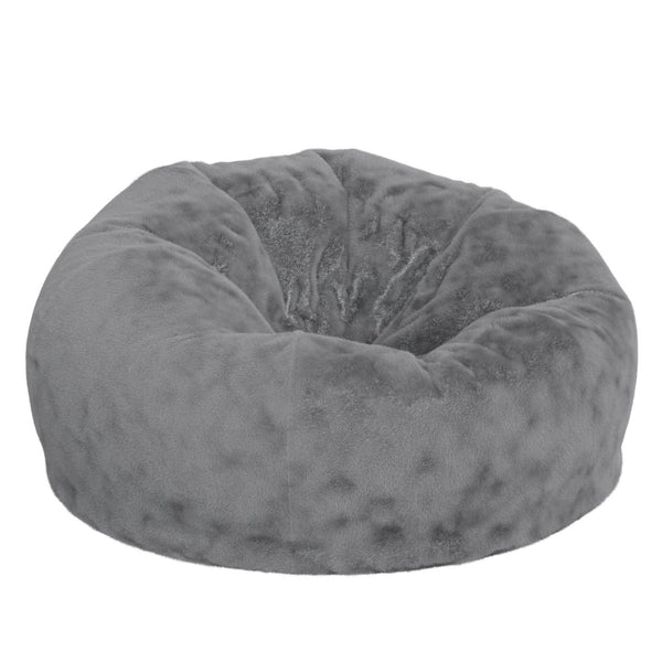 English Elm Duncan Oversized Refillable Bean Bag Chair - Ultimate Comfort for Gaming, Lounging, and Relaxation Gray Furry DG-BEAN-LARGE-FUR-GY-GG