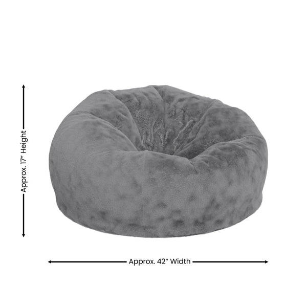 English Elm Duncan Oversized Refillable Bean Bag Chair - Ultimate Comfort for Gaming, Lounging, and Relaxation Gray Furry DG-BEAN-LARGE-FUR-GY-GG