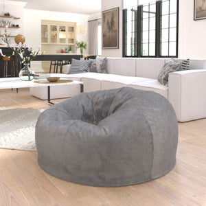 English Elm Duncan Oversized Refillable Bean Bag Chair - Ultimate Comfort for Gaming, Lounging, and Relaxation Gray Furry DG-BEAN-LARGE-FUR-GY-GG