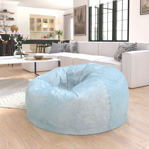 English Elm Duncan Oversized Refillable Bean Bag Chair - Ultimate Comfort for Gaming, Lounging, and Relaxation Teal Furry DG-BEAN-LARGE-FUR-TL-GG
