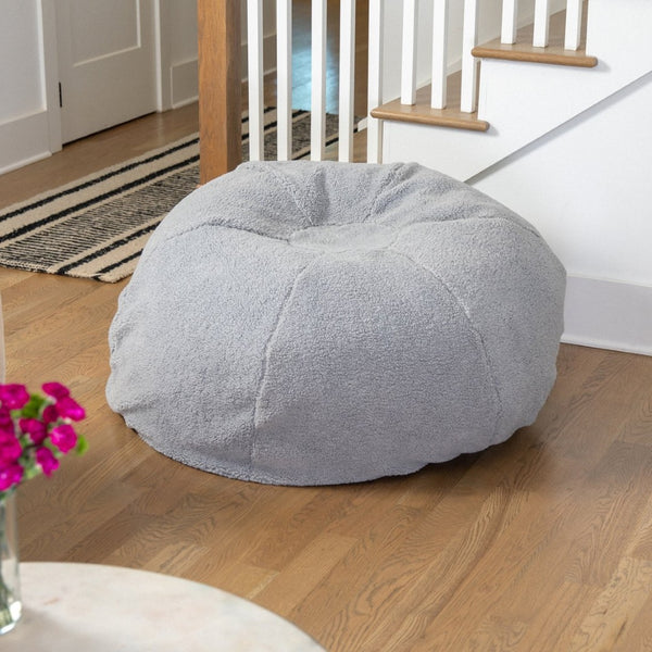 English Elm Duncan Oversized Refillable Bean Bag Chair - Ultimate Comfort for Gaming, Lounging, and Relaxation Gray Sherpa DG-BEAN-LARGE-SHERPA-GY-GG
