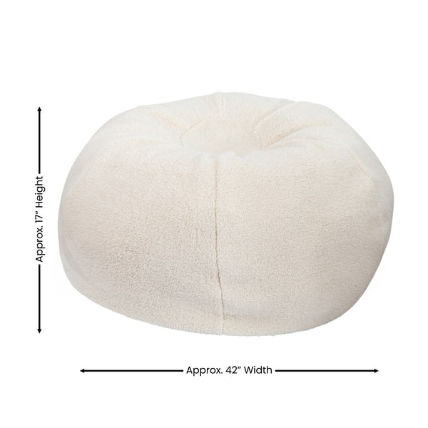 English Elm Duncan Oversized Refillable Bean Bag Chair - Ultimate Comfort for Gaming, Lounging, and Relaxation Natural Sherpa DG-BEAN-LARGE-SHERPA-NAT-GG