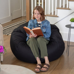 English Elm Duncan Oversized Refillable Bean Bag Chair - Ultimate Comfort for Gaming, Lounging, and Relaxation Black DG-BEAN-LARGE-SOLID-BK-GG