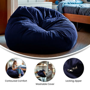 English Elm Duncan Oversized Refillable Bean Bag Chair - Ultimate Comfort for Gaming, Lounging, and Relaxation Navy Blue DG-BEAN-LARGE-SOLID-BL-GG