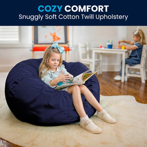 English Elm Duncan Oversized Refillable Bean Bag Chair - Ultimate Comfort for Gaming, Lounging, and Relaxation Navy Blue DG-BEAN-LARGE-SOLID-BL-GG