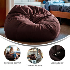 English Elm Duncan Oversized Refillable Bean Bag Chair - Ultimate Comfort for Gaming, Lounging, and Relaxation Brown DG-BEAN-LARGE-SOLID-BRN-GG