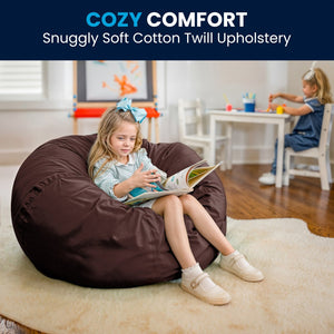 English Elm Duncan Oversized Refillable Bean Bag Chair - Ultimate Comfort for Gaming, Lounging, and Relaxation Brown DG-BEAN-LARGE-SOLID-BRN-GG