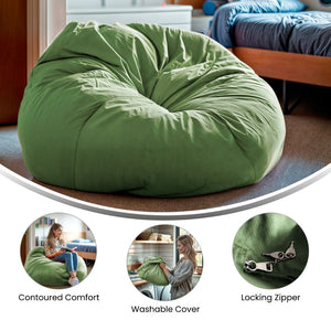 English Elm Duncan Oversized Refillable Bean Bag Chair - Ultimate Comfort for Gaming, Lounging, and Relaxation Green DG-BEAN-LARGE-SOLID-GRN-GG