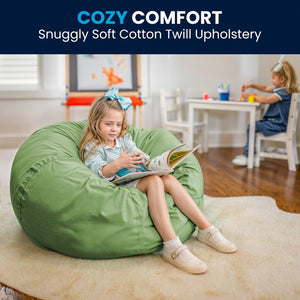 English Elm Duncan Oversized Refillable Bean Bag Chair - Ultimate Comfort for Gaming, Lounging, and Relaxation Green DG-BEAN-LARGE-SOLID-GRN-GG