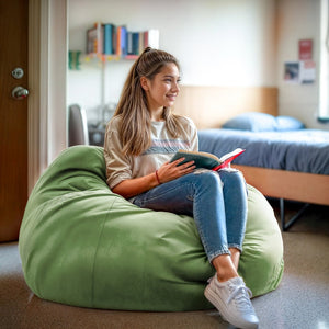 English Elm Duncan Oversized Refillable Bean Bag Chair - Ultimate Comfort for Gaming, Lounging, and Relaxation Green DG-BEAN-LARGE-SOLID-GRN-GG