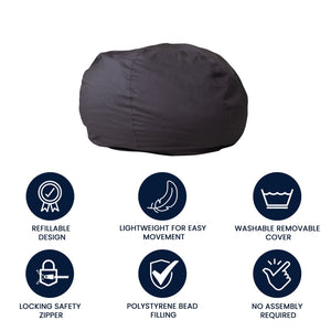 English Elm Duncan Oversized Refillable Bean Bag Chair - Ultimate Comfort for Gaming, Lounging, and Relaxation Gray DG-BEAN-LARGE-SOLID-GY-GG