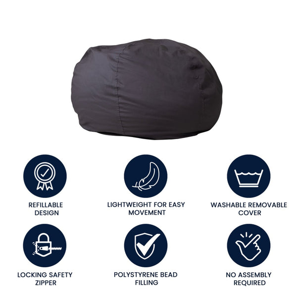 English Elm Duncan Oversized Refillable Bean Bag Chair - Ultimate Comfort for Gaming, Lounging, and Relaxation Gray DG-BEAN-LARGE-SOLID-GY-GG
