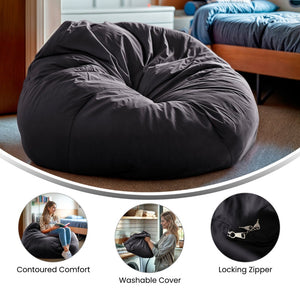 English Elm Duncan Oversized Refillable Bean Bag Chair - Ultimate Comfort for Gaming, Lounging, and Relaxation Gray DG-BEAN-LARGE-SOLID-GY-GG