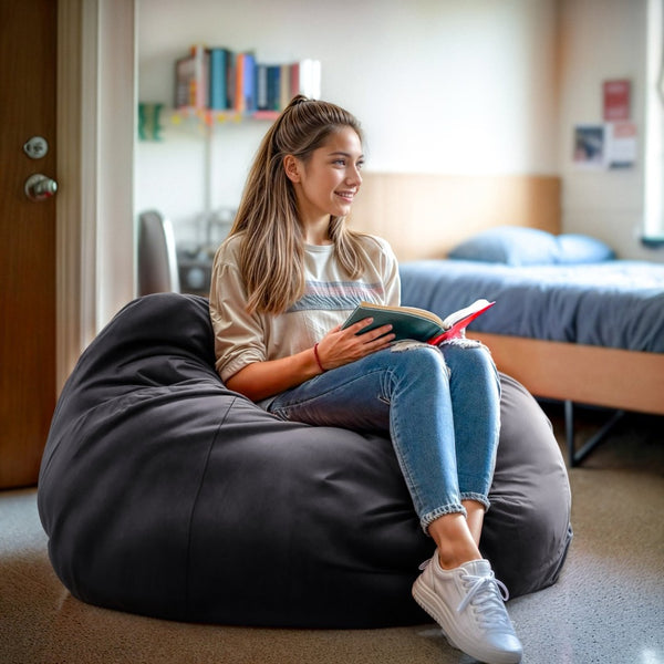 English Elm Duncan Oversized Refillable Bean Bag Chair - Ultimate Comfort for Gaming, Lounging, and Relaxation Gray DG-BEAN-LARGE-SOLID-GY-GG