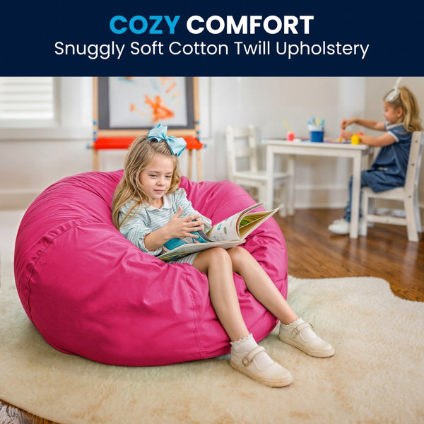 English Elm Duncan Oversized Refillable Bean Bag Chair - Ultimate Comfort for Gaming, Lounging, and Relaxation Hot Pink DG-BEAN-LARGE-SOLID-HTPK-GG