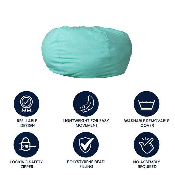 English Elm Duncan Oversized Refillable Bean Bag Chair - Ultimate Comfort for Gaming, Lounging, and Relaxation Mint Green DG-BEAN-LARGE-SOLID-MTGN-GG