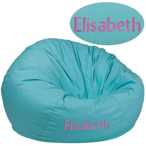 English Elm Duncan Oversized Personalized Bean Bag Chair for Comfortable Lounging in Homes, Dorms, and Classrooms Mint Green DG-BEAN-LARGE-SOLID-MTGN-TXTEMB-GG