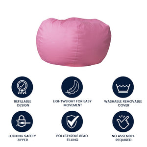 English Elm Duncan Oversized Refillable Bean Bag Chair - Ultimate Comfort for Gaming, Lounging, and Relaxation Light Pink DG-BEAN-LARGE-SOLID-PK-GG