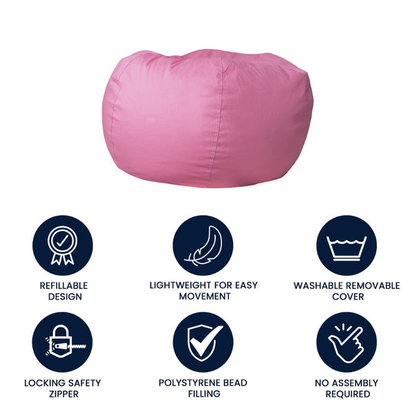 English Elm Duncan Oversized Refillable Bean Bag Chair - Ultimate Comfort for Gaming, Lounging, and Relaxation Light Pink DG-BEAN-LARGE-SOLID-PK-GG