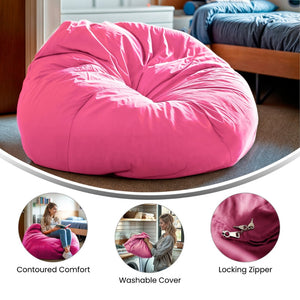 English Elm Duncan Oversized Refillable Bean Bag Chair - Ultimate Comfort for Gaming, Lounging, and Relaxation Light Pink DG-BEAN-LARGE-SOLID-PK-GG