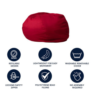 English Elm Duncan Oversized Refillable Bean Bag Chair - Ultimate Comfort for Gaming, Lounging, and Relaxation Red DG-BEAN-LARGE-SOLID-RED-GG
