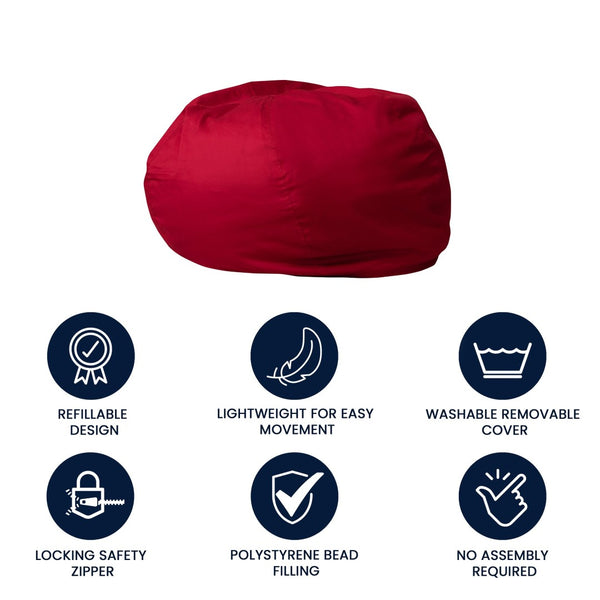 English Elm Duncan Oversized Refillable Bean Bag Chair - Ultimate Comfort for Gaming, Lounging, and Relaxation Red DG-BEAN-LARGE-SOLID-RED-GG