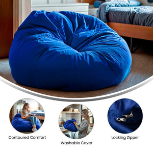 English Elm Duncan Oversized Refillable Bean Bag Chair - Ultimate Comfort for Gaming, Lounging, and Relaxation Royal Blue DG-BEAN-LARGE-SOLID-ROYBL-GG