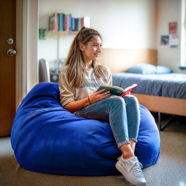 English Elm Duncan Oversized Refillable Bean Bag Chair - Ultimate Comfort for Gaming, Lounging, and Relaxation Royal Blue DG-BEAN-LARGE-SOLID-ROYBL-GG