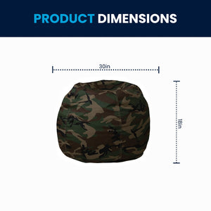English Elm Dillon Refillable Bean Bag Chair for Kids and Teens - Comfy, Durable, Easy-Clean Fun Seating Option Camouflage DG-BEAN-SMALL-CAMO-GG