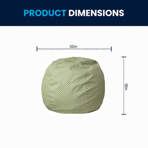 English Elm Dillon Refillable Bean Bag Chair for Kids and Teens - Comfy, Durable, Easy-Clean Fun Seating Option Green Dot DG-BEAN-SMALL-DOT-GRN-GG