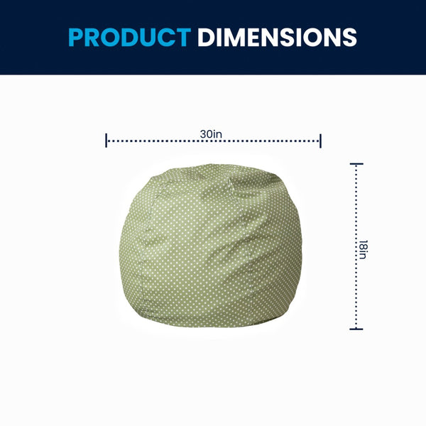 English Elm Dillon Refillable Bean Bag Chair for Kids and Teens - Comfy, Durable, Easy-Clean Fun Seating Option Green Dot DG-BEAN-SMALL-DOT-GRN-GG
