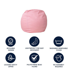 English Elm Dillon Refillable Bean Bag Chair for Kids and Teens - Comfy, Durable, Easy-Clean Fun Seating Option Light Pink Dot DG-BEAN-SMALL-DOT-PK-GG