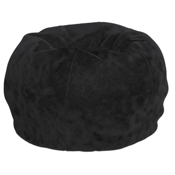 English Elm Dillon Refillable Bean Bag Chair for Kids and Teens - Comfy, Durable, Easy-Clean Fun Seating Option Black Furry DG-BEAN-SMALL-FUR-BK-GG