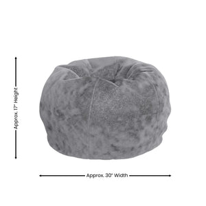 English Elm Dillon Refillable Bean Bag Chair for Kids and Teens - Comfy, Durable, Easy-Clean Fun Seating Option Gray Furry DG-BEAN-SMALL-FUR-GY-GG