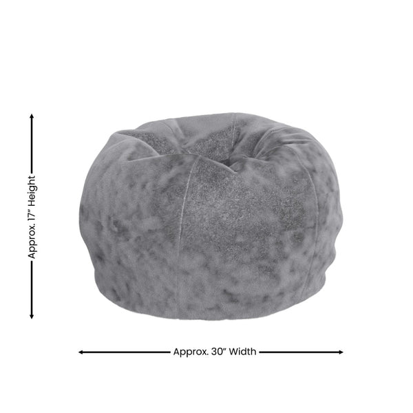 English Elm Dillon Refillable Bean Bag Chair for Kids and Teens - Comfy, Durable, Easy-Clean Fun Seating Option Gray Furry DG-BEAN-SMALL-FUR-GY-GG