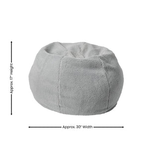 English Elm Dillon Cozy Refillable Bean Bag Chair for Kids and Teens - Soft, Portable, Easy-Clean Seating Solution Gray Sherpa DG-BEAN-SMALL-SHERPA-GY-GG