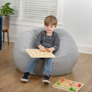 English Elm Dillon Cozy Refillable Bean Bag Chair for Kids and Teens - Soft, Portable, Easy-Clean Seating Solution Gray Sherpa DG-BEAN-SMALL-SHERPA-GY-GG