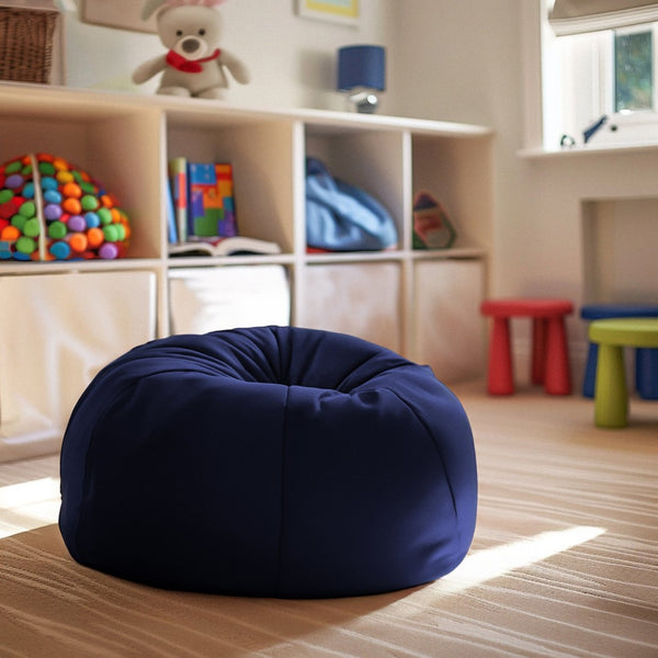 English Elm Dillon Refillable Bean Bag Chair for Kids and Teens - Comfy, Durable, Easy-Clean Fun Seating Option Navy Blue DG-BEAN-SMALL-SOLID-BL-GG