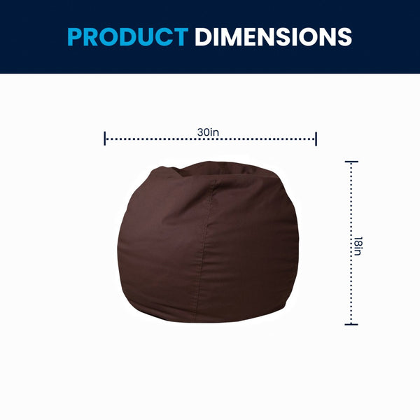 English Elm Dillon Refillable Bean Bag Chair for Kids and Teens - Comfy, Durable, Easy-Clean Fun Seating Option Brown DG-BEAN-SMALL-SOLID-BRN-GG