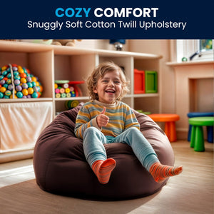 English Elm Dillon Refillable Bean Bag Chair for Kids and Teens - Comfy, Durable, Easy-Clean Fun Seating Option Brown DG-BEAN-SMALL-SOLID-BRN-GG