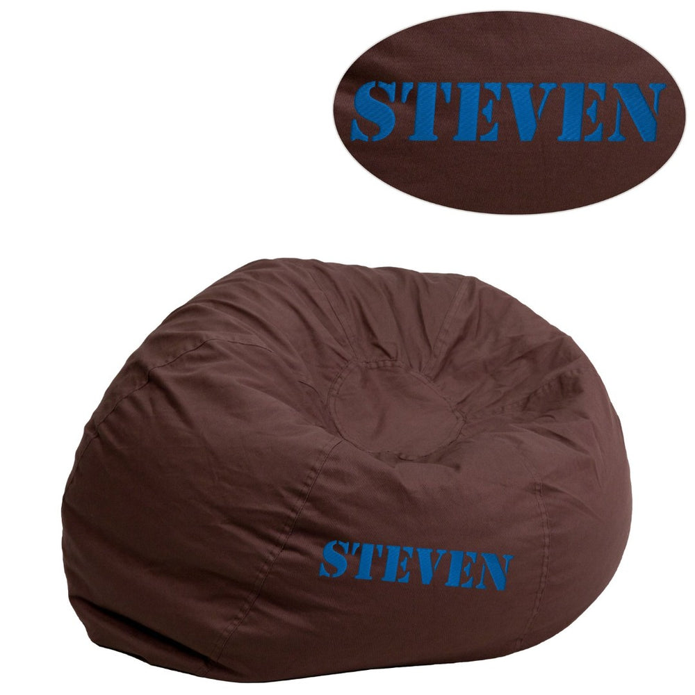 English Elm Dillon Personalized Small Bean Bag Chair for Kids and Teens - Cozy, Portable, and Easy to Clean Green DG-BEAN-SMALL-SOLID-GRN-TXTEMB-GG