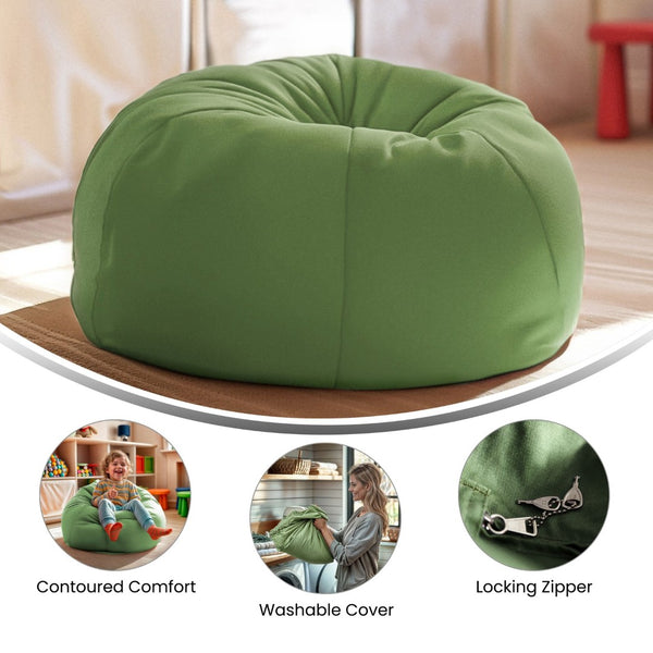 English Elm Dillon Refillable Bean Bag Chair for Kids and Teens - Comfy, Durable, Easy-Clean Fun Seating Option Green DG-BEAN-SMALL-SOLID-GRN-GG
