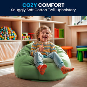 English Elm Dillon Refillable Bean Bag Chair for Kids and Teens - Comfy, Durable, Easy-Clean Fun Seating Option Green DG-BEAN-SMALL-SOLID-GRN-GG