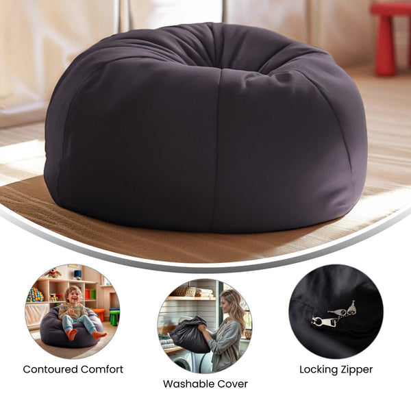 English Elm Dillon Refillable Bean Bag Chair for Kids and Teens - Comfy, Durable, Easy-Clean Fun Seating Option Gray DG-BEAN-SMALL-SOLID-GY-GG