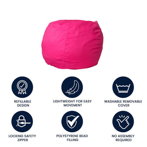 English Elm Dillon Refillable Bean Bag Chair for Kids and Teens - Comfy, Durable, Easy-Clean Fun Seating Option Hot Pink DG-BEAN-SMALL-SOLID-HTPK-GG
