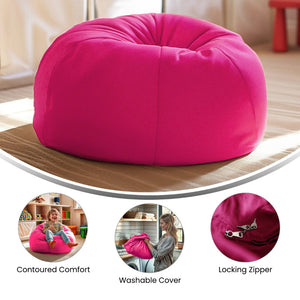 English Elm Dillon Refillable Bean Bag Chair for Kids and Teens - Comfy, Durable, Easy-Clean Fun Seating Option Hot Pink DG-BEAN-SMALL-SOLID-HTPK-GG