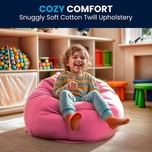 English Elm Dillon Refillable Bean Bag Chair for Kids and Teens - Comfy, Durable, Easy-Clean Fun Seating Option Light Pink DG-BEAN-SMALL-SOLID-PK-GG