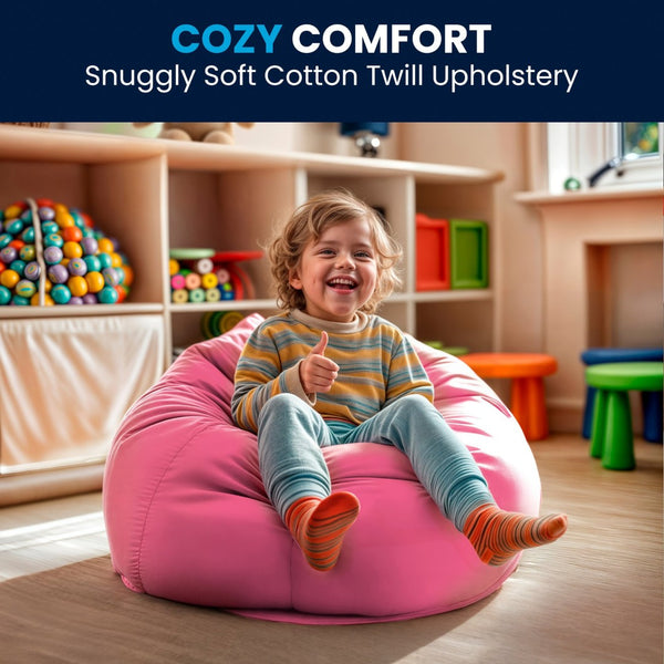 English Elm Dillon Refillable Bean Bag Chair for Kids and Teens - Comfy, Durable, Easy-Clean Fun Seating Option Light Pink DG-BEAN-SMALL-SOLID-PK-GG