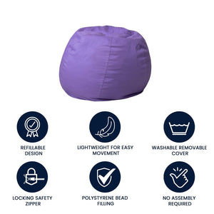 English Elm Dillon Refillable Bean Bag Chair for Kids and Teens - Comfy, Durable, Easy-Clean Fun Seating Option Purple DG-BEAN-SMALL-SOLID-PUR-GG