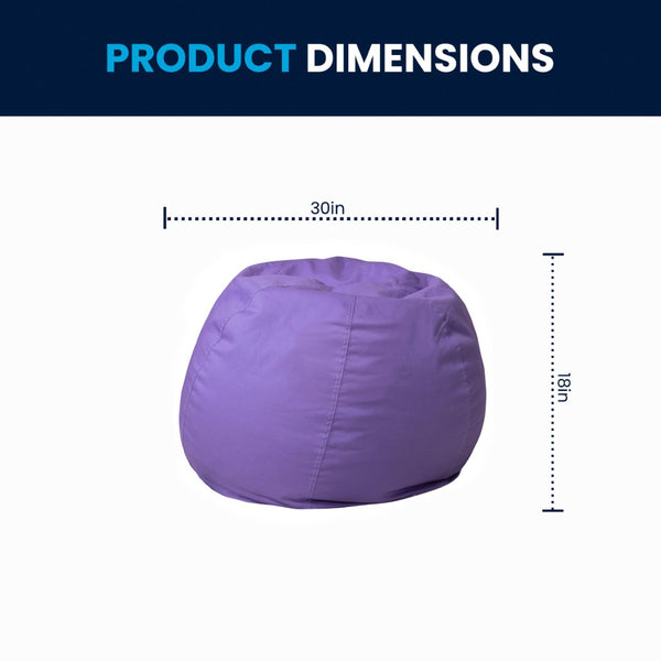 English Elm Dillon Refillable Bean Bag Chair for Kids and Teens - Comfy, Durable, Easy-Clean Fun Seating Option Purple DG-BEAN-SMALL-SOLID-PUR-GG